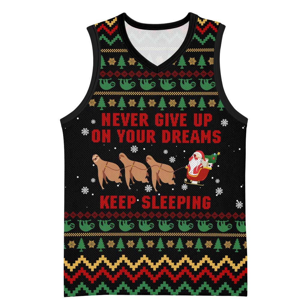 Sloth Keep Sleeping Christmas Basketball Jersey Xmas Holiday Patterns - Wonder Print Shop