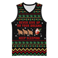 Sloth Keep Sleeping Christmas Basketball Jersey Xmas Holiday Patterns - Wonder Print Shop