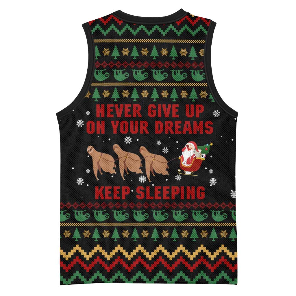 Sloth Keep Sleeping Christmas Basketball Jersey Xmas Holiday Patterns - Wonder Print Shop