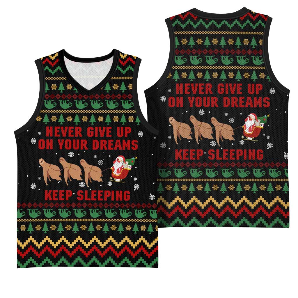 Sloth Keep Sleeping Christmas Basketball Jersey Xmas Holiday Patterns - Wonder Print Shop