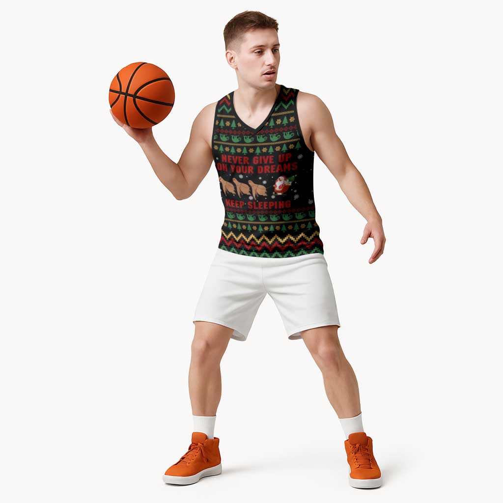 Sloth Keep Sleeping Christmas Basketball Jersey Xmas Holiday Patterns - Wonder Print Shop