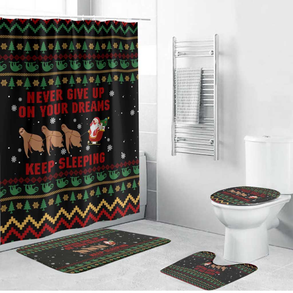 Sloth Keep Sleeping Christmas Bathroom Set Xmas Holiday Patterns - Wonder Print Shop