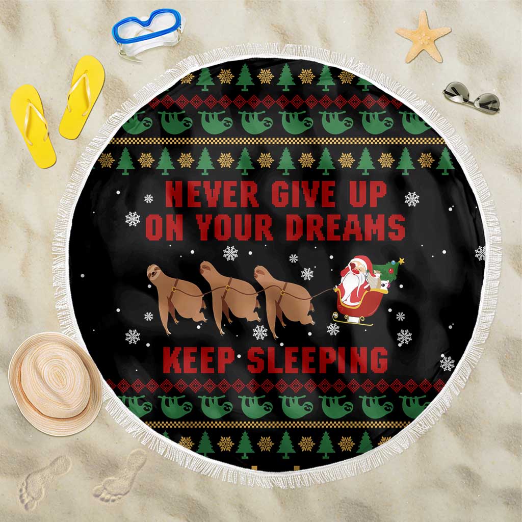 Sloth Keep Sleeping Christmas Beach Blanket Xmas Holiday Patterns - Wonder Print Shop