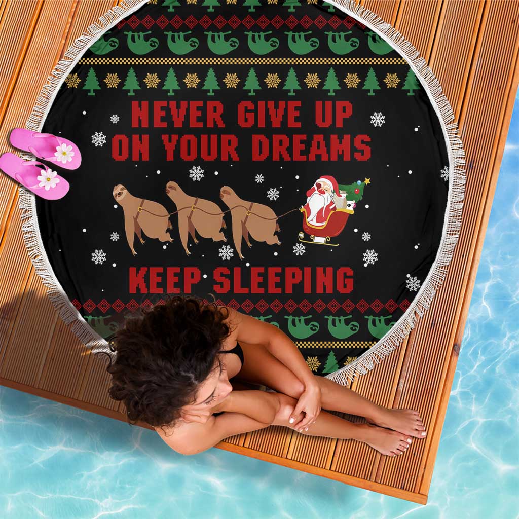 Sloth Keep Sleeping Christmas Beach Blanket Xmas Holiday Patterns - Wonder Print Shop