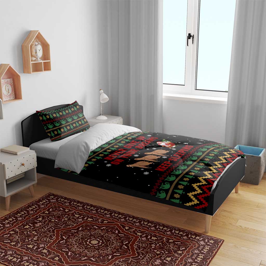 Sloth Keep Sleeping Christmas Bedding Set Xmas Holiday Patterns - Wonder Print Shop