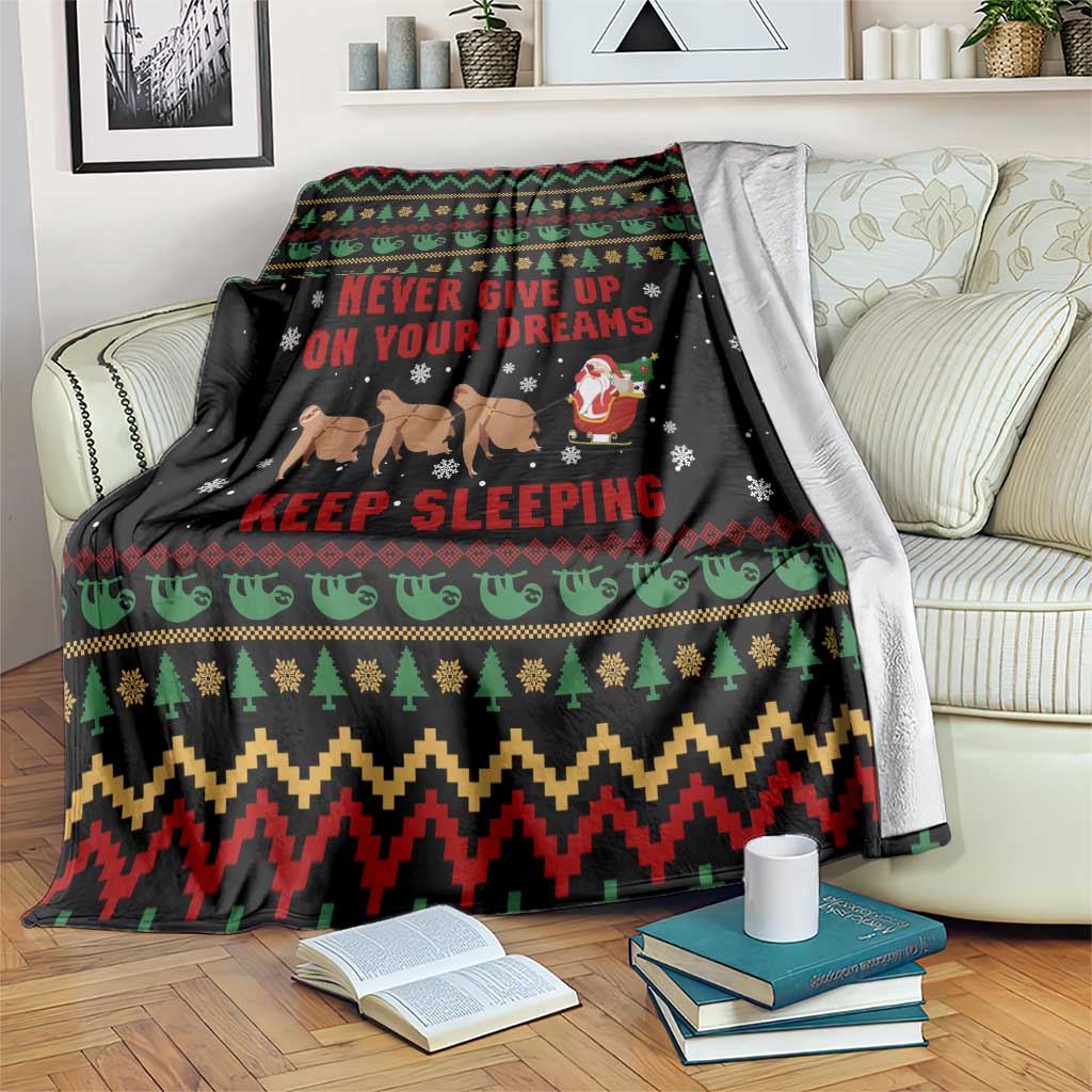Sloth Keep Sleeping Christmas Blanket Xmas Holiday Patterns - Wonder Print Shop