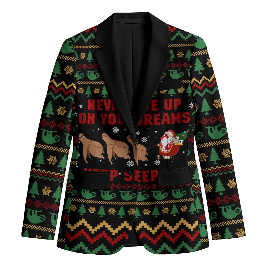 Sloth Keep Sleeping Christmas Blazer Xmas Holiday Patterns - Wonder Print Shop