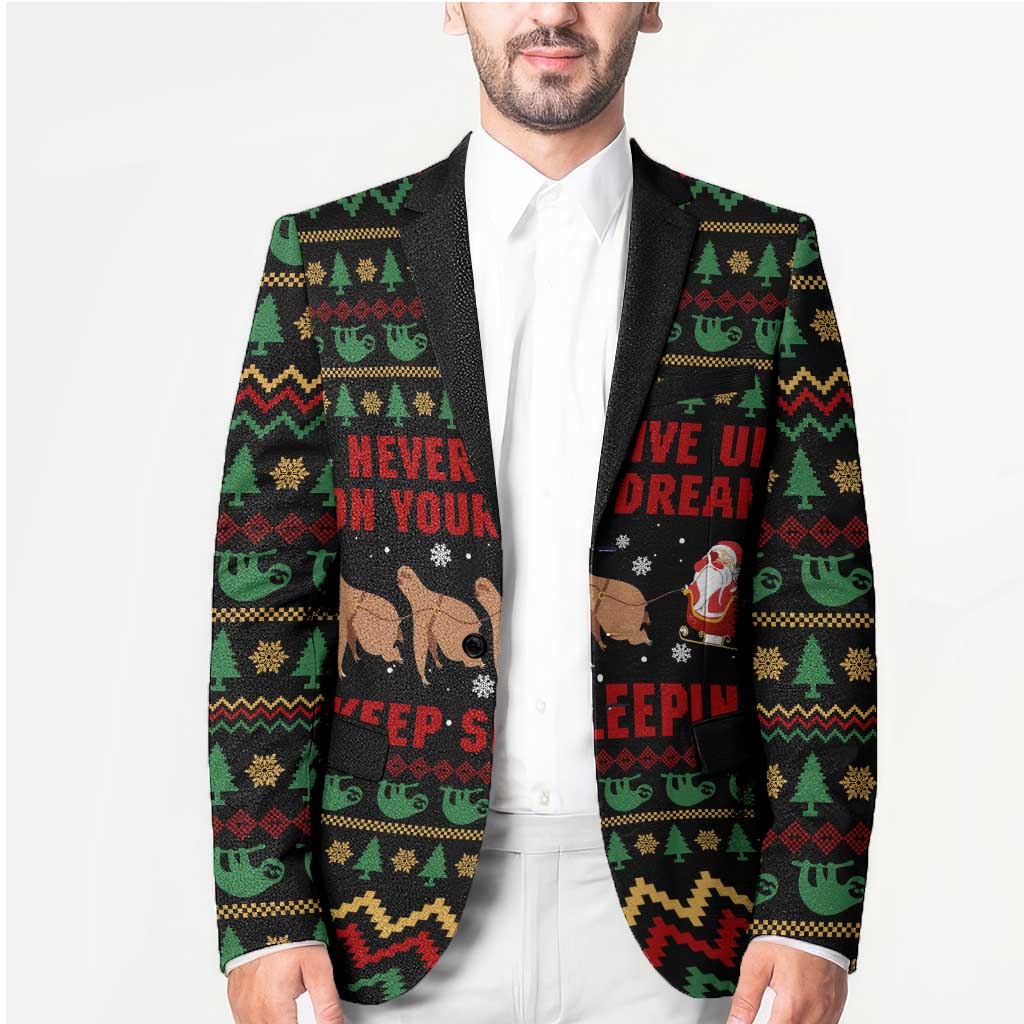 Sloth Keep Sleeping Christmas Blazer Xmas Holiday Patterns - Wonder Print Shop