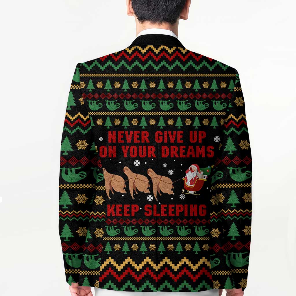 Sloth Keep Sleeping Christmas Blazer Xmas Holiday Patterns - Wonder Print Shop