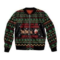 Sloth Keep Sleeping Christmas Bomber Jacket Xmas Holiday Patterns - Wonder Print Shop