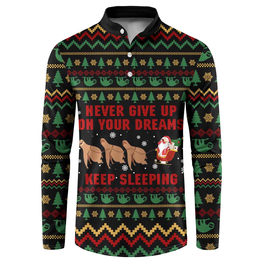 Sloth Keep Sleeping Christmas Button Sweatshirt Xmas Holiday Patterns - Wonder Print Shop