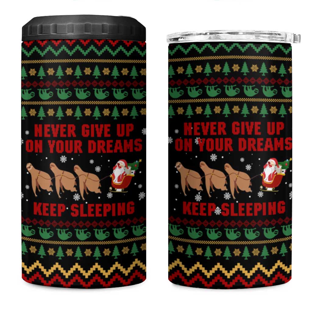 Sloth Keep Sleeping Christmas 4 in 1 Can Cooler Tumbler Xmas Holiday Patterns - Wonder Print Shop