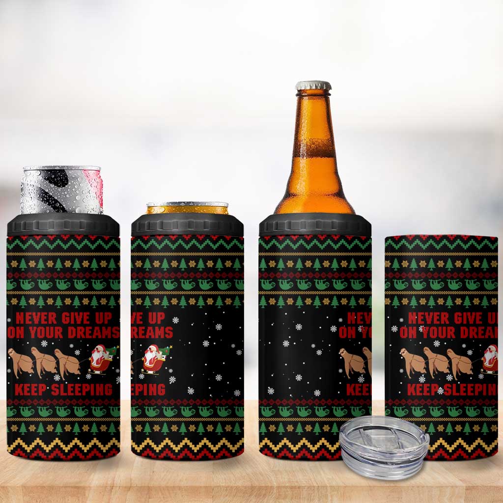 Sloth Keep Sleeping Christmas 4 in 1 Can Cooler Tumbler Xmas Holiday Patterns - Wonder Print Shop