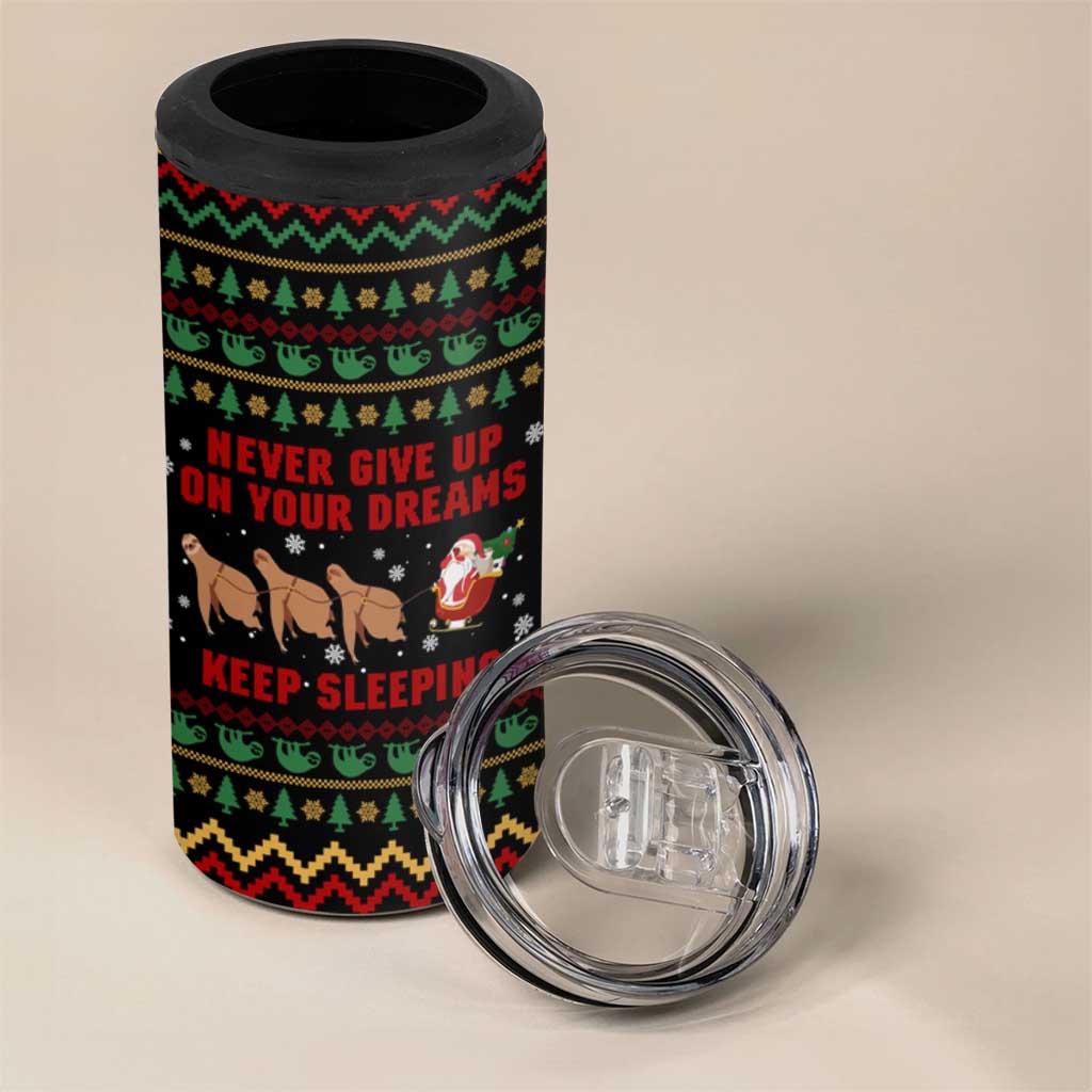 Sloth Keep Sleeping Christmas 4 in 1 Can Cooler Tumbler Xmas Holiday Patterns - Wonder Print Shop