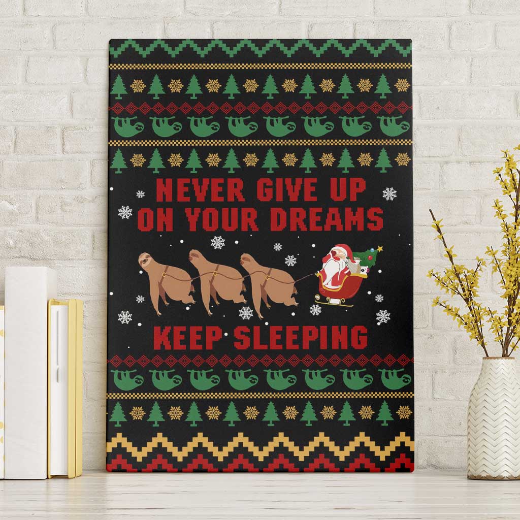 Sloth Keep Sleeping Christmas Canvas Wall Art Xmas Holiday Patterns - Wonder Print Shop
