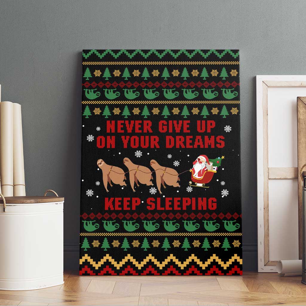 Sloth Keep Sleeping Christmas Canvas Wall Art Xmas Holiday Patterns - Wonder Print Shop