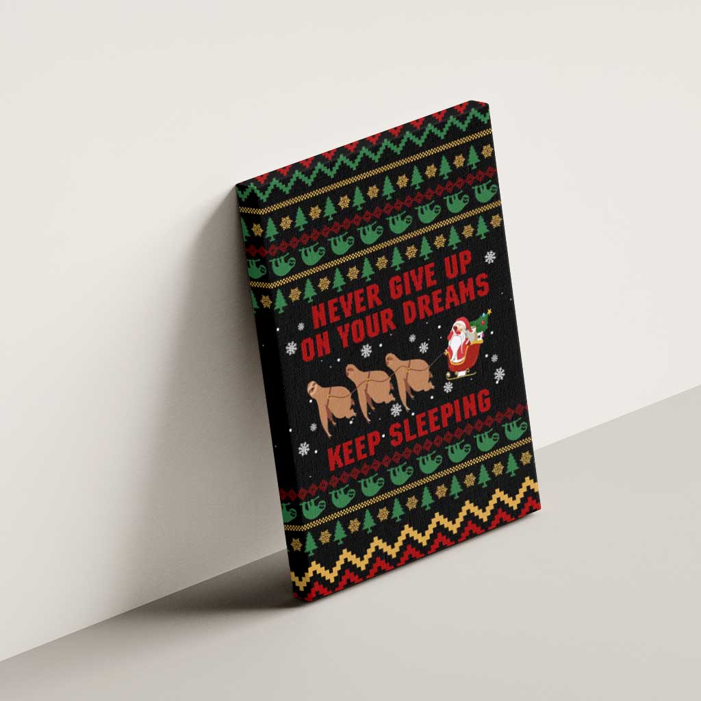 Sloth Keep Sleeping Christmas Canvas Wall Art Xmas Holiday Patterns - Wonder Print Shop