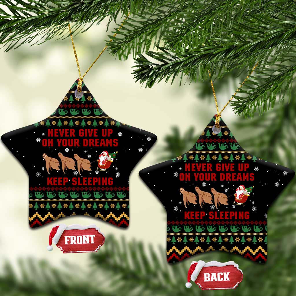 Sloth Keep Sleeping Christmas Ceramic Ornament Xmas Holiday Patterns - Wonder Print Shop