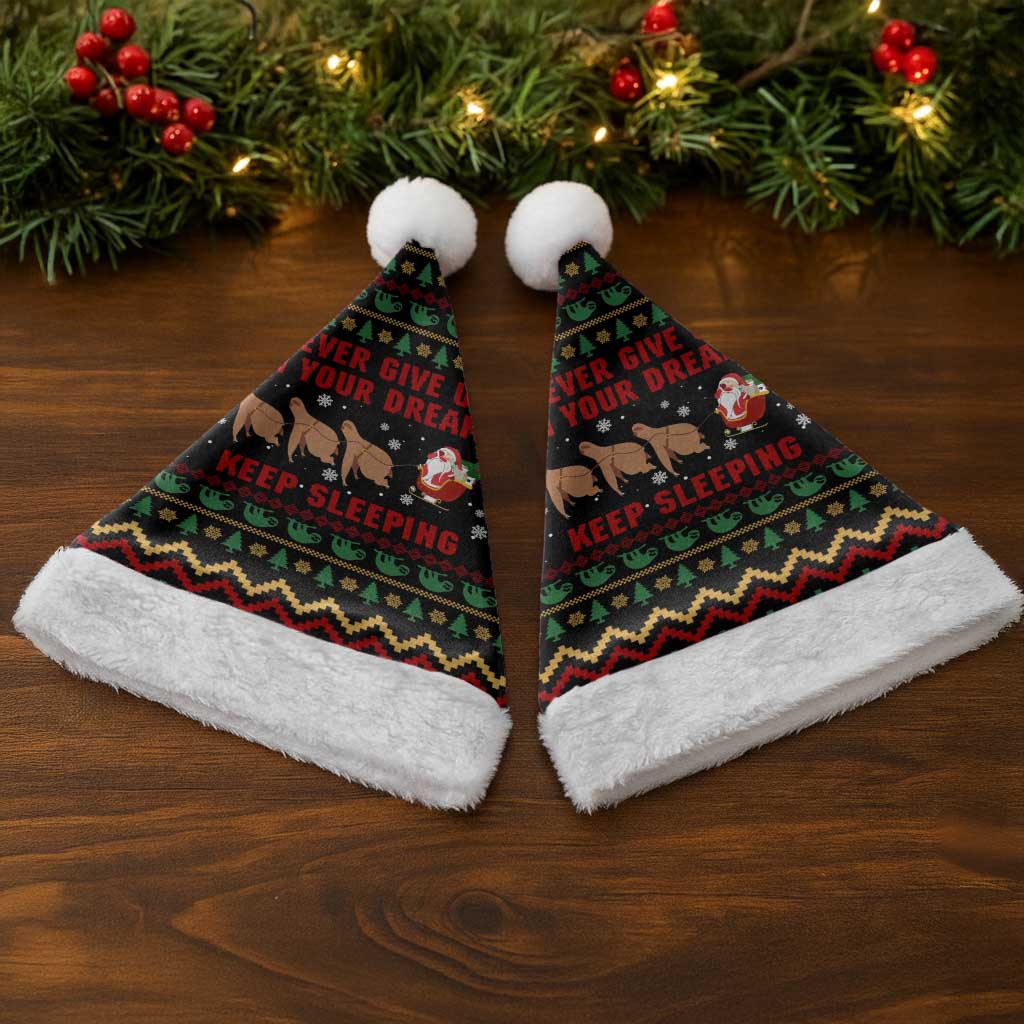 Sloth Keep Sleeping Christmas Santa Hat Xmas Holiday Patterns - Wonder Print Shop