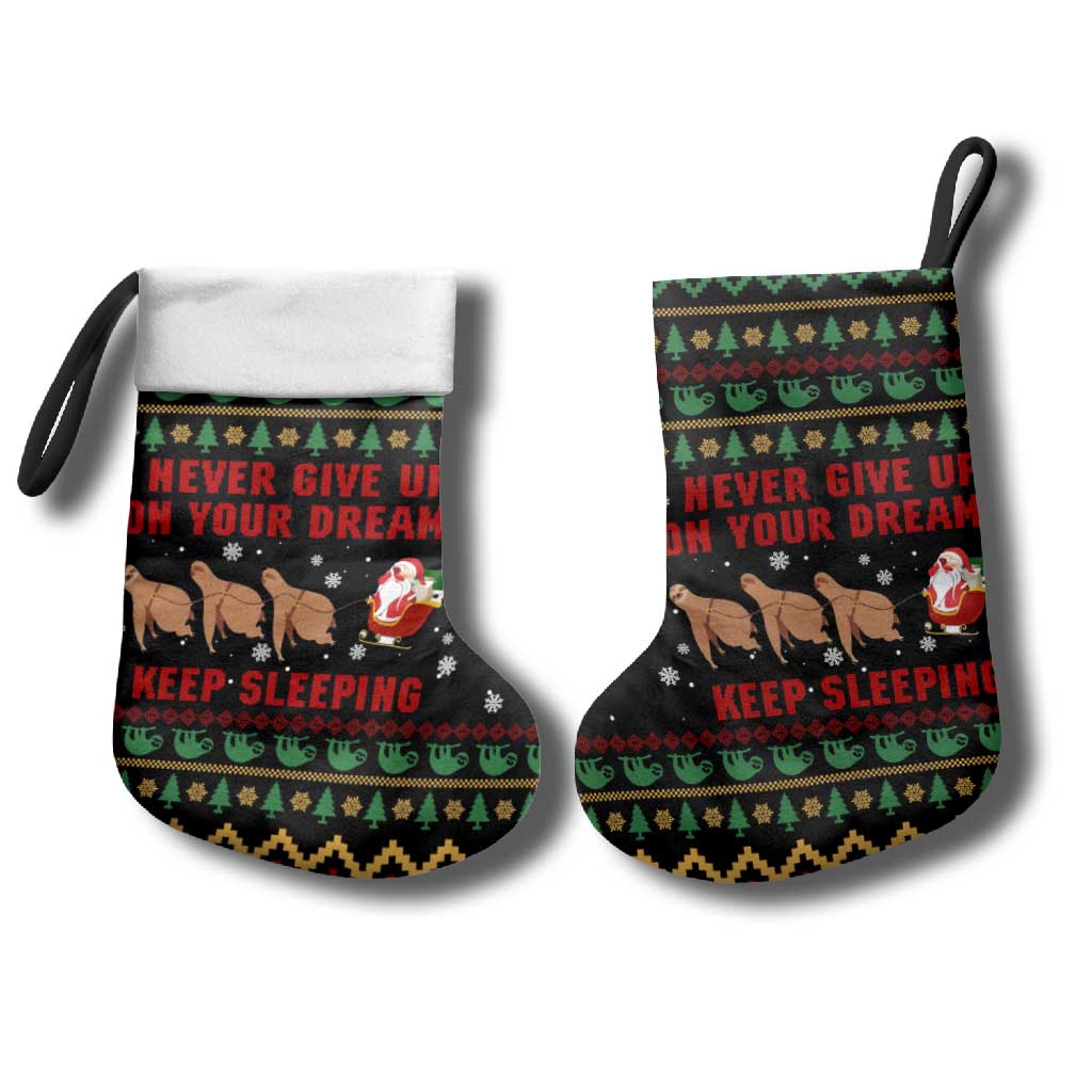 Sloth Keep Sleeping Christmas Stocking Xmas Holiday Patterns - Wonder Print Shop