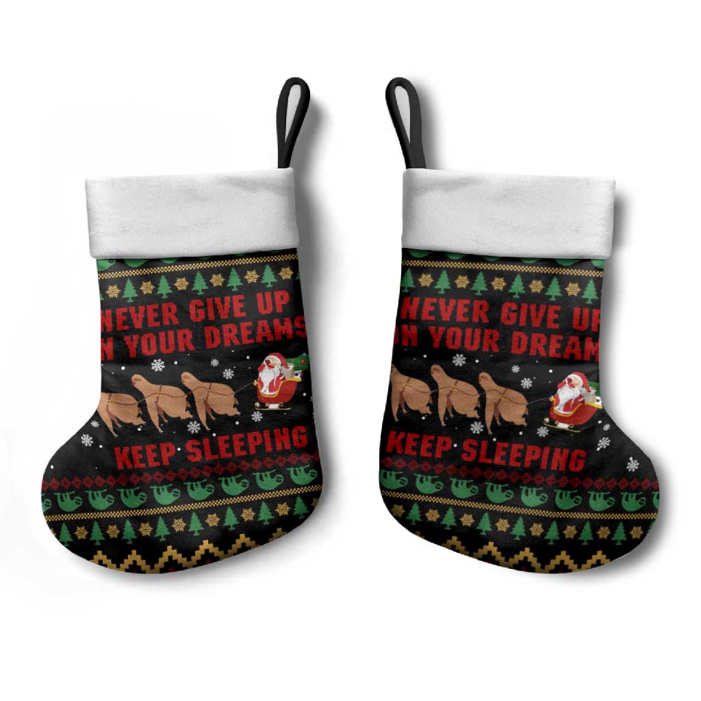 Sloth Keep Sleeping Christmas Stocking Xmas Holiday Patterns - Wonder Print Shop