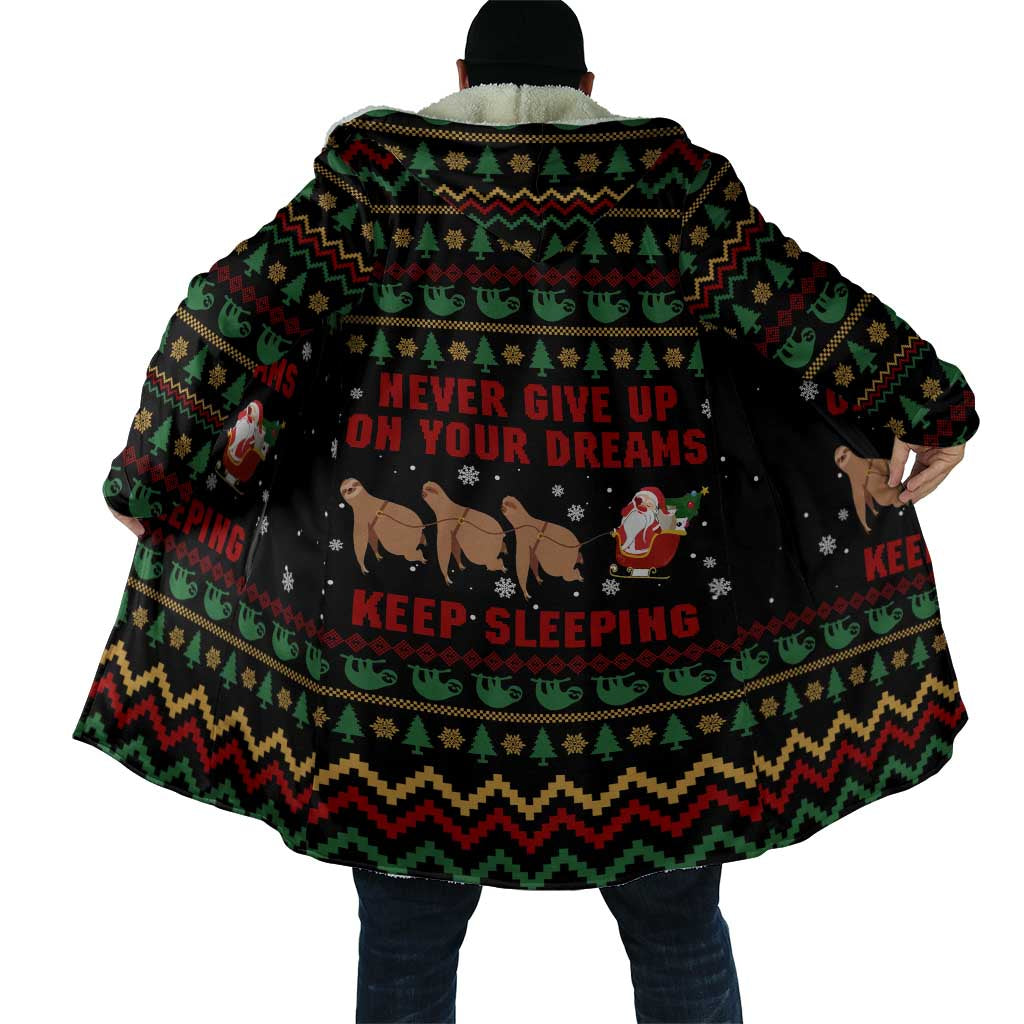 Sloth Keep Sleeping Christmas Cloak Xmas Holiday Patterns - Wonder Print Shop