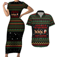 Sloth Keep Sleeping Christmas Couples Matching Short Sleeve Bodycon Dress and Hawaiian Shirt Xmas Holiday Patterns - Wonder Print Shop