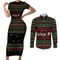 Sloth Keep Sleeping Christmas Couples Matching Short Sleeve Bodycon Dress and Long Sleeve Button Shirt Xmas Holiday Patterns - Wonder Print Shop