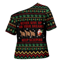 Sloth Keep Sleeping Christmas Cross Shoulder Shirt Xmas Holiday Patterns - Wonder Print Shop