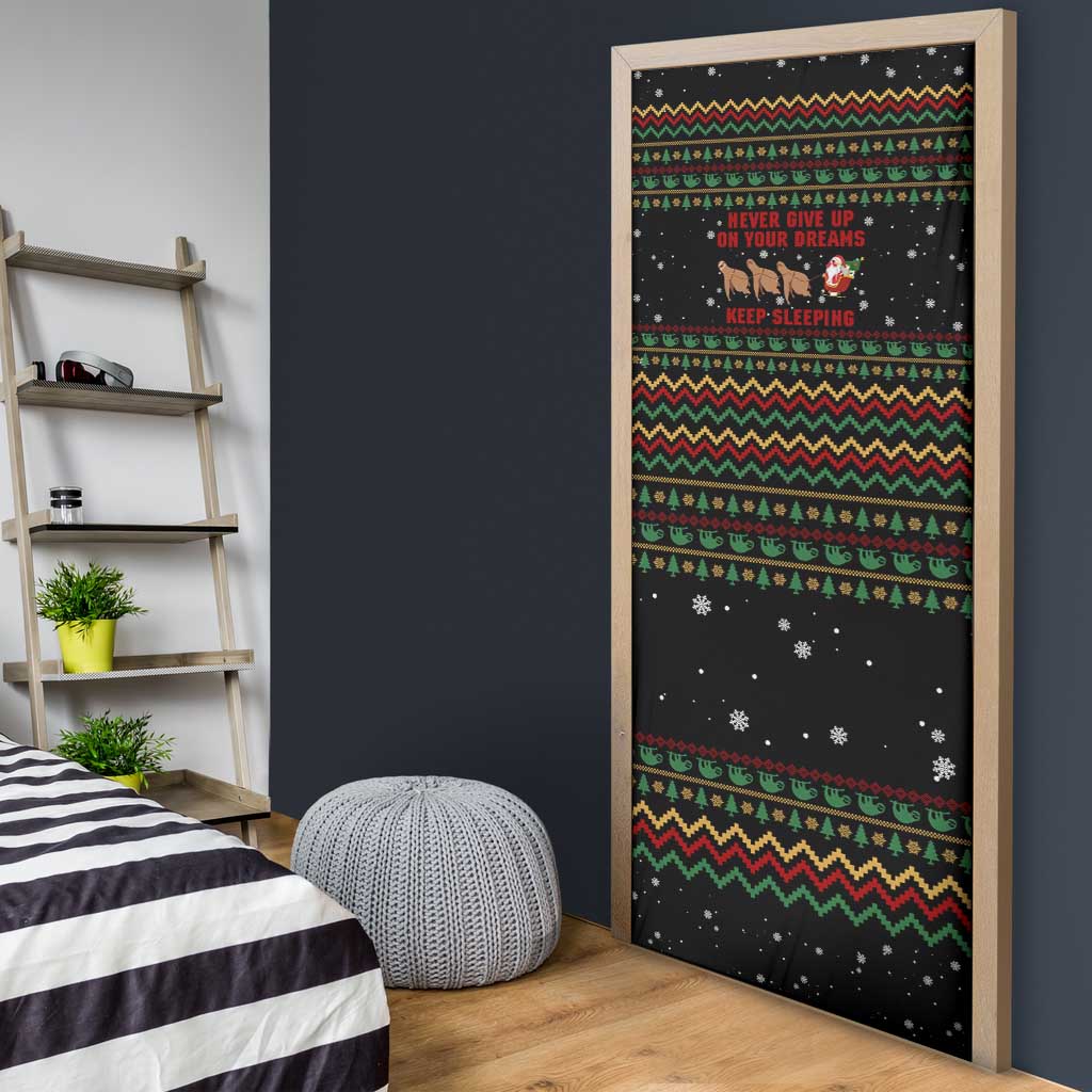 Sloth Keep Sleeping Christmas Door Cover Xmas Holiday Patterns - Wonder Print Shop