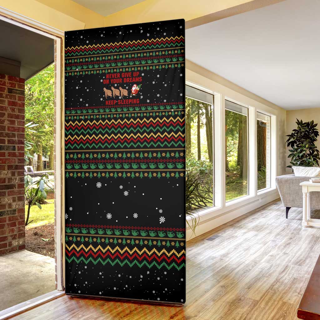 Sloth Keep Sleeping Christmas Door Cover Xmas Holiday Patterns - Wonder Print Shop