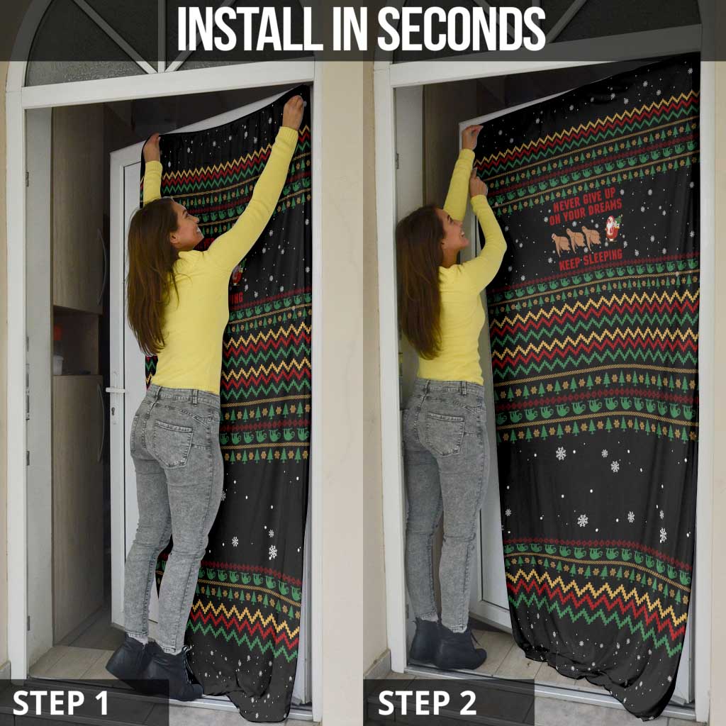 Sloth Keep Sleeping Christmas Door Cover Xmas Holiday Patterns - Wonder Print Shop