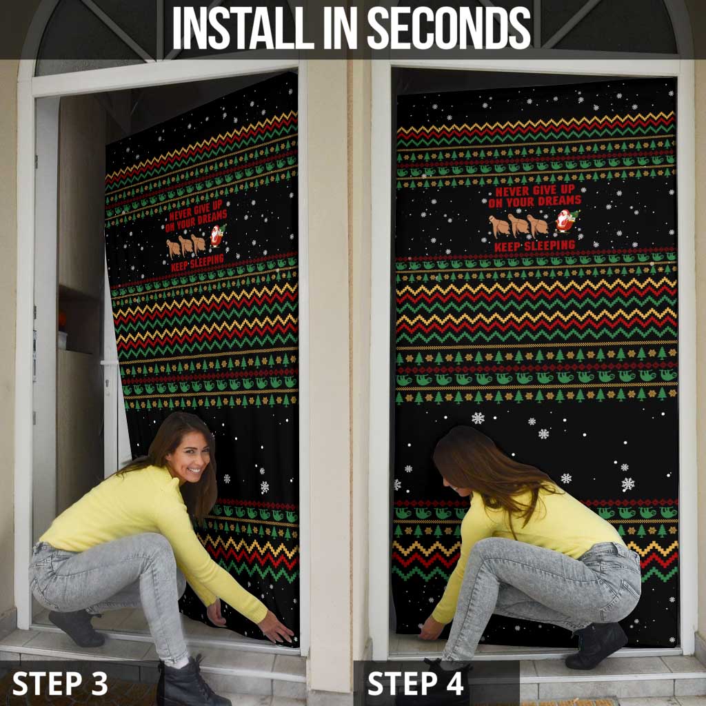 Sloth Keep Sleeping Christmas Door Cover Xmas Holiday Patterns - Wonder Print Shop