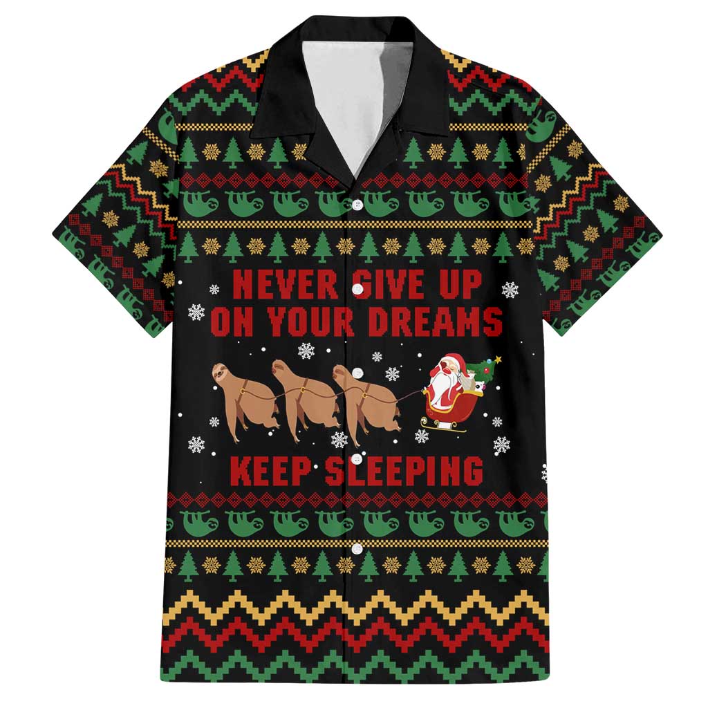 Sloth Keep Sleeping Christmas Family Matching Long Sleeve Bodycon Dress and Hawaiian Shirt Xmas Holiday Patterns - Wonder Print Shop