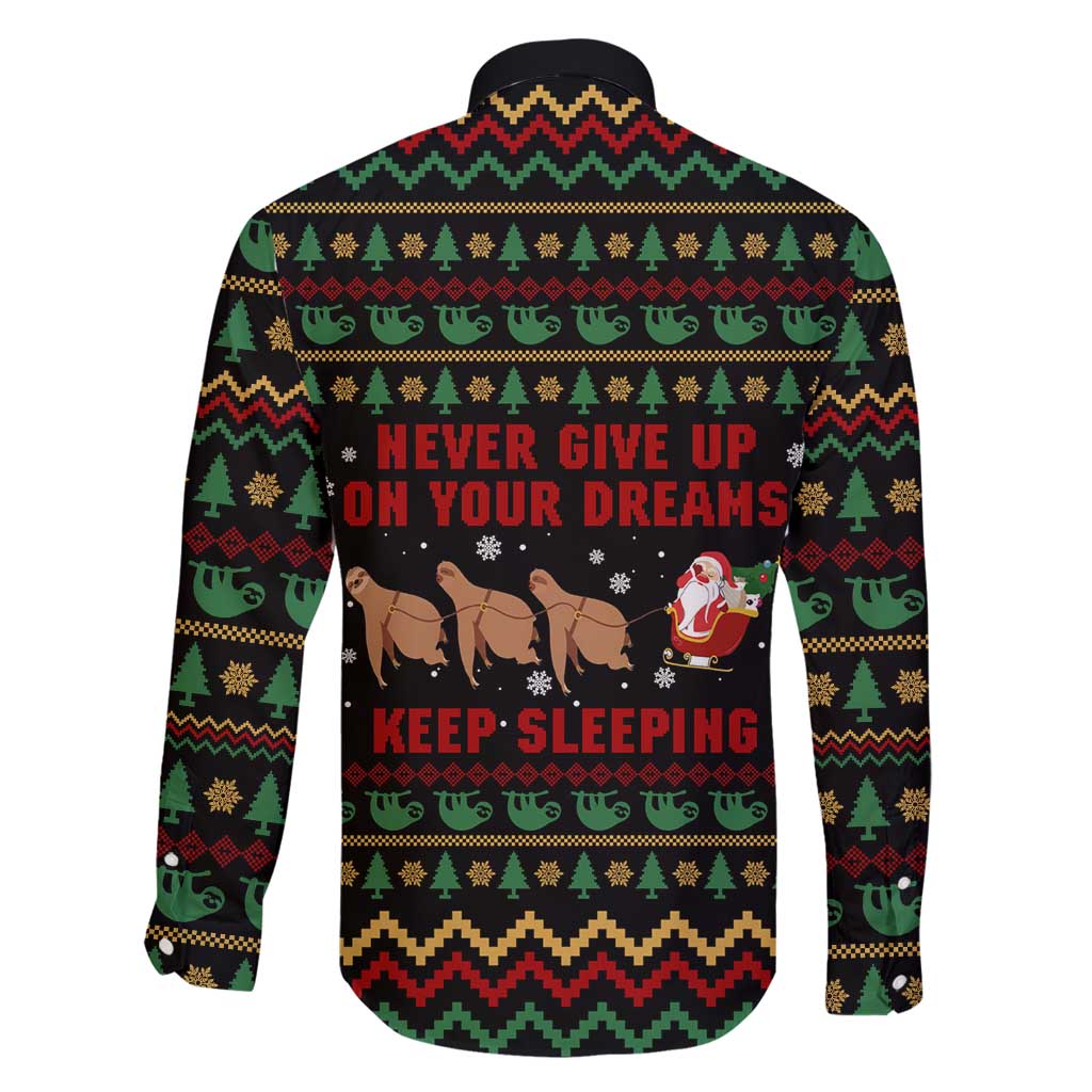 Sloth Keep Sleeping Christmas Family Matching Long Sleeve Bodycon Dress and Hawaiian Shirt Xmas Holiday Patterns - Wonder Print Shop