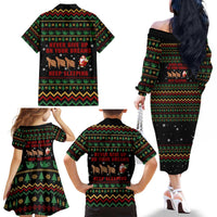 Sloth Keep Sleeping Christmas Family Matching Off The Shoulder Long Sleeve Dress and Hawaiian Shirt Xmas Holiday Patterns - Wonder Print Shop
