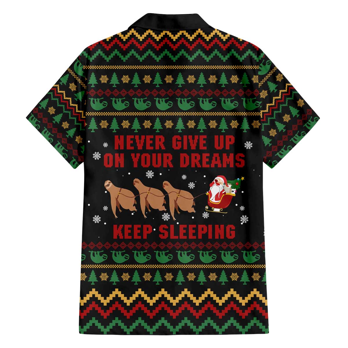 Sloth Keep Sleeping Christmas Family Matching Off The Shoulder Long Sleeve Dress and Hawaiian Shirt Xmas Holiday Patterns - Wonder Print Shop