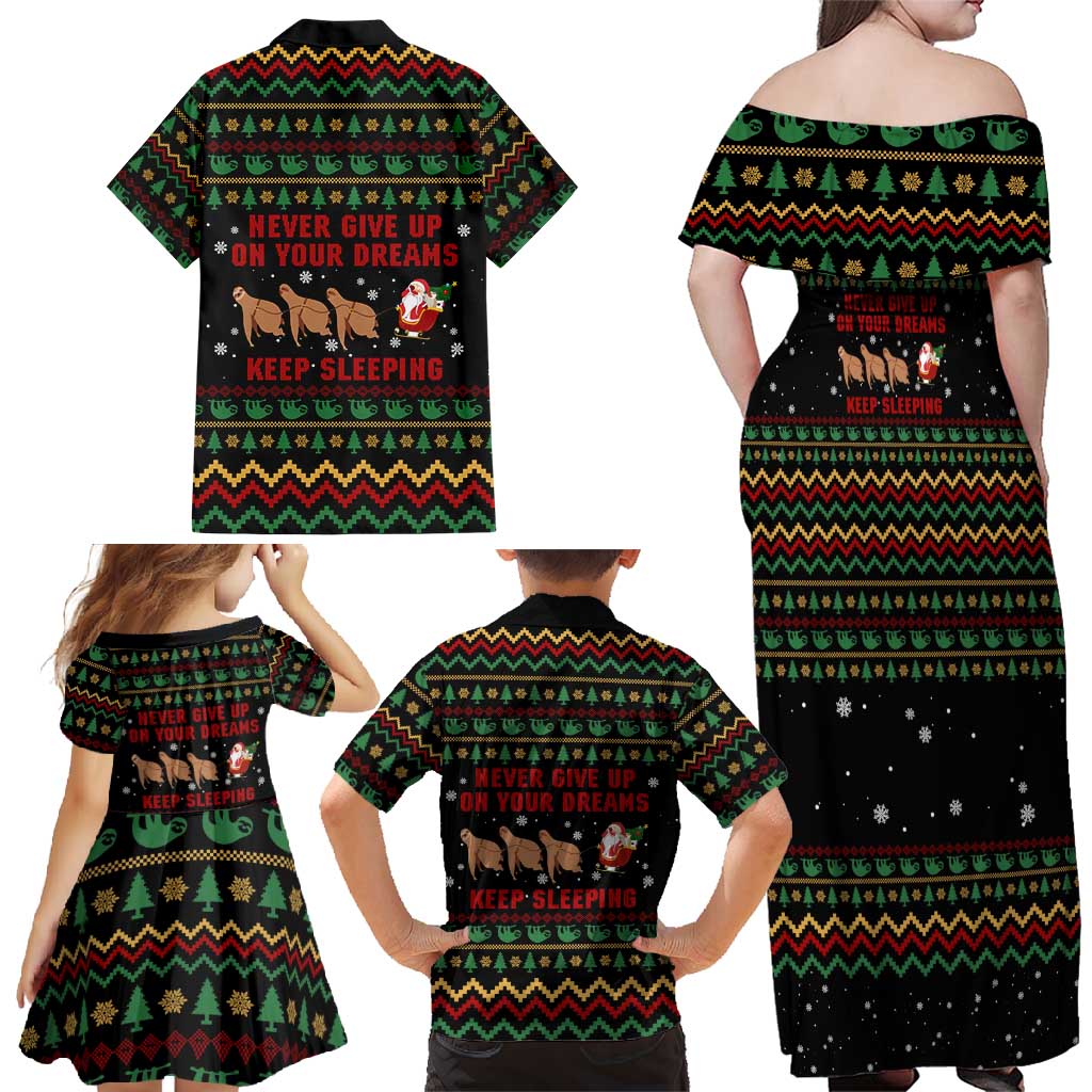 Sloth Keep Sleeping Christmas Family Matching Off Shoulder Maxi Dress and Hawaiian Shirt Xmas Holiday Patterns - Wonder Print Shop