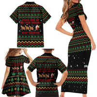 Sloth Keep Sleeping Christmas Family Matching Short Sleeve Bodycon Dress and Hawaiian Shirt Xmas Holiday Patterns - Wonder Print Shop