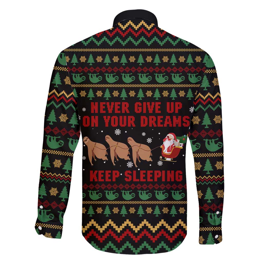 Sloth Keep Sleeping Christmas Family Matching Short Sleeve Bodycon Dress and Hawaiian Shirt Xmas Holiday Patterns - Wonder Print Shop