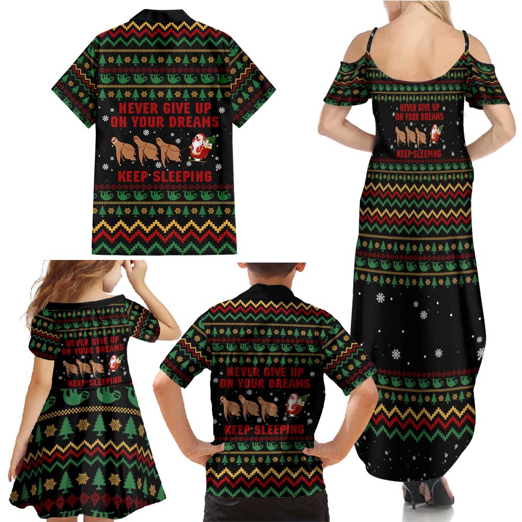 Sloth Keep Sleeping Christmas Family Matching Summer Maxi Dress and Hawaiian Shirt Xmas Holiday Patterns - Wonder Print Shop