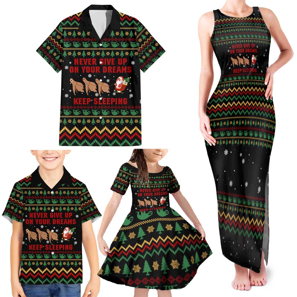 Sloth Keep Sleeping Christmas Family Matching Tank Maxi Dress and Hawaiian Shirt Xmas Holiday Patterns - Wonder Print Shop