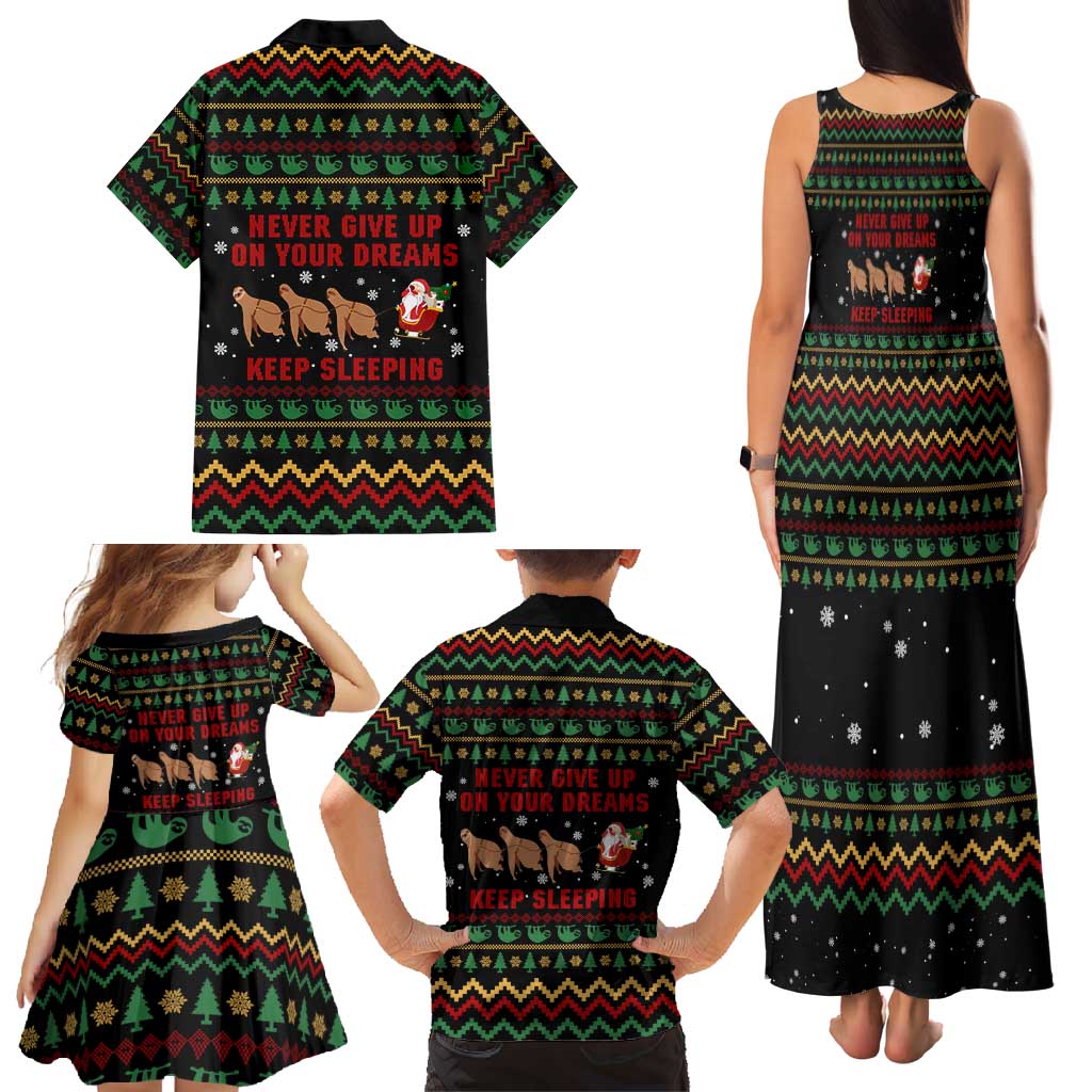 Sloth Keep Sleeping Christmas Family Matching Tank Maxi Dress and Hawaiian Shirt Xmas Holiday Patterns - Wonder Print Shop