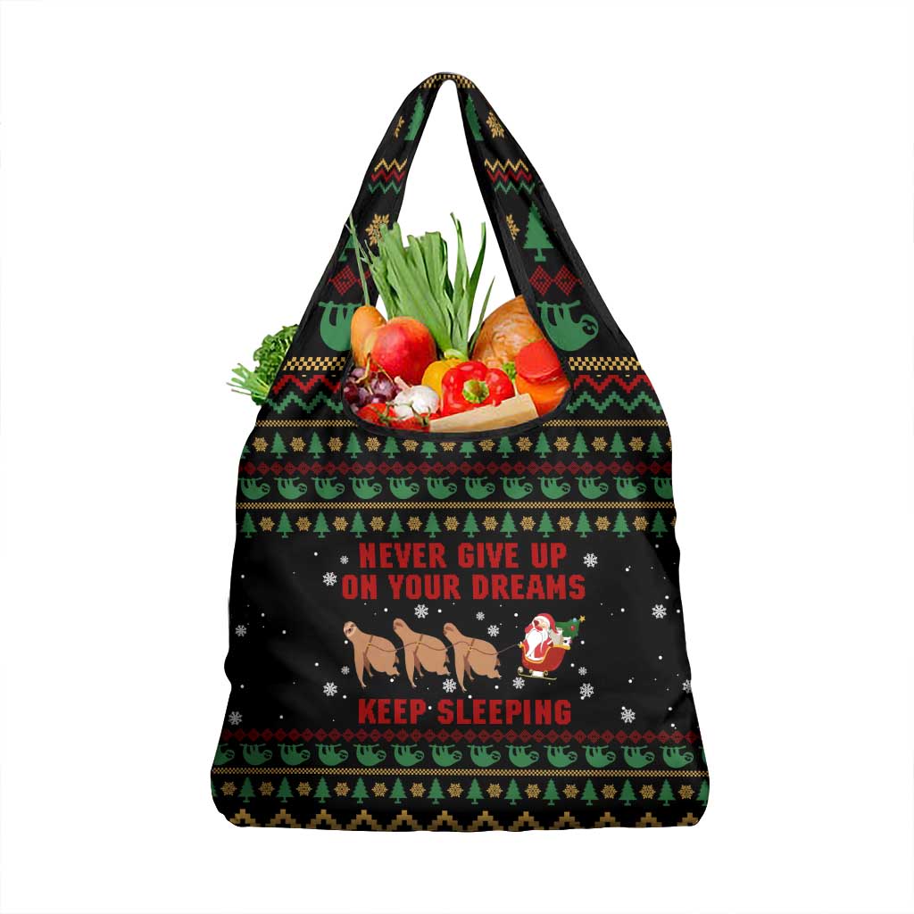 Sloth Keep Sleeping Christmas Grocery Bag Xmas Holiday Patterns - Wonder Print Shop