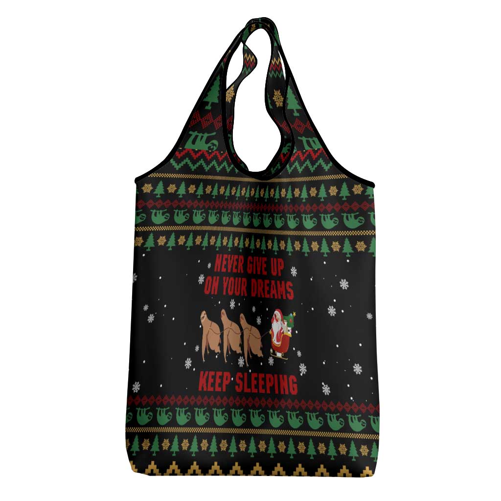 Sloth Keep Sleeping Christmas Grocery Bag Xmas Holiday Patterns - Wonder Print Shop