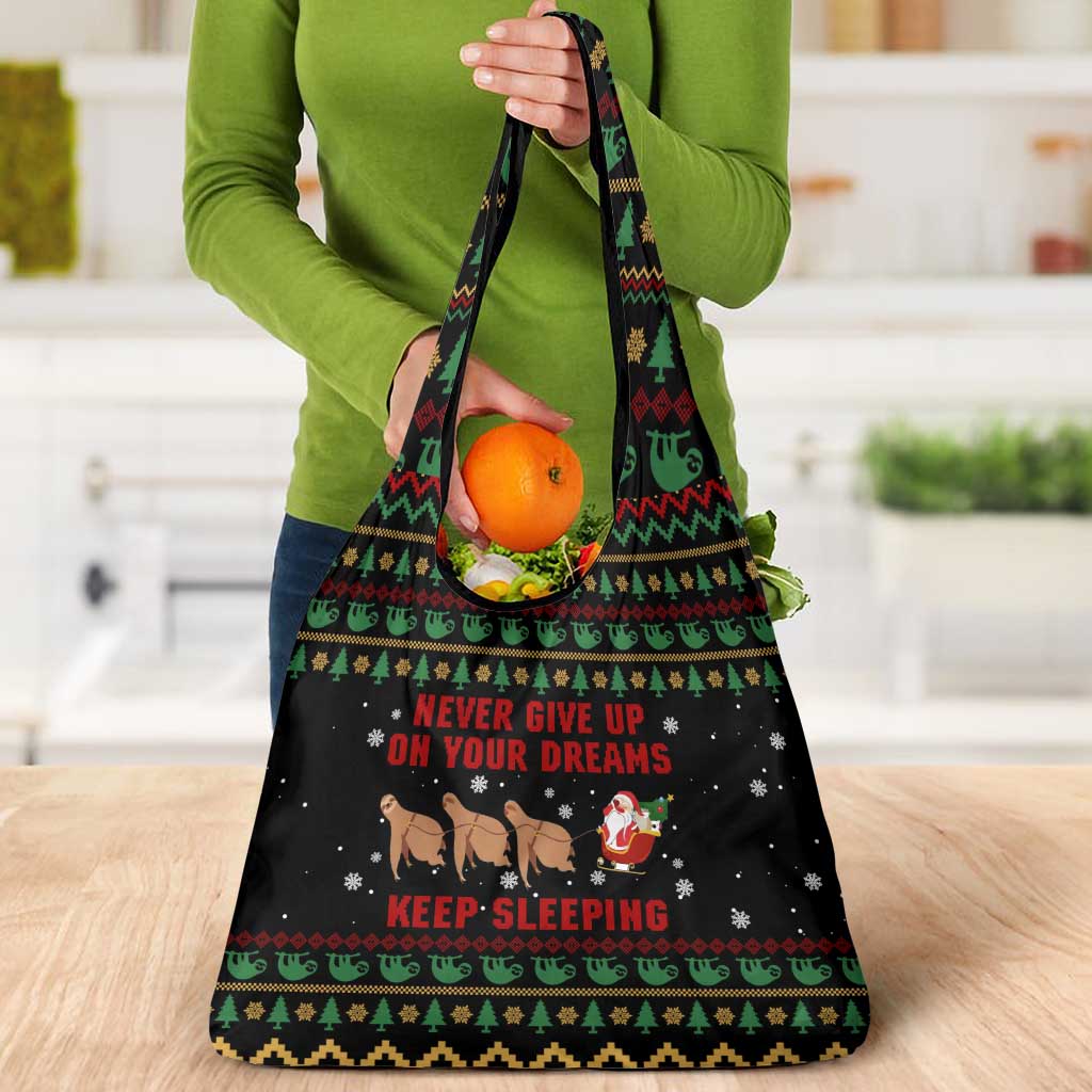 Sloth Keep Sleeping Christmas Grocery Bag Xmas Holiday Patterns - Wonder Print Shop