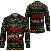 Sloth Keep Sleeping Christmas Hockey Jersey Xmas Holiday Patterns - Wonder Print Shop