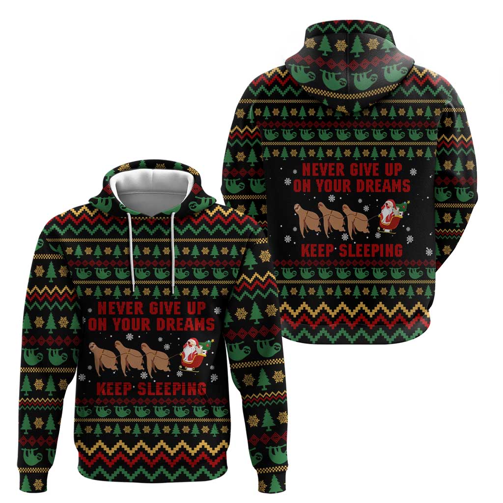 Sloth Keep Sleeping Christmas Hoodie Xmas Holiday Patterns - Wonder Print Shop