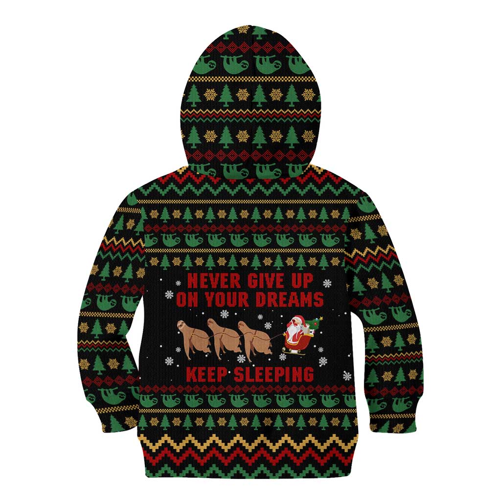 Sloth Keep Sleeping Christmas Kid Hoodie Xmas Holiday Patterns - Wonder Print Shop