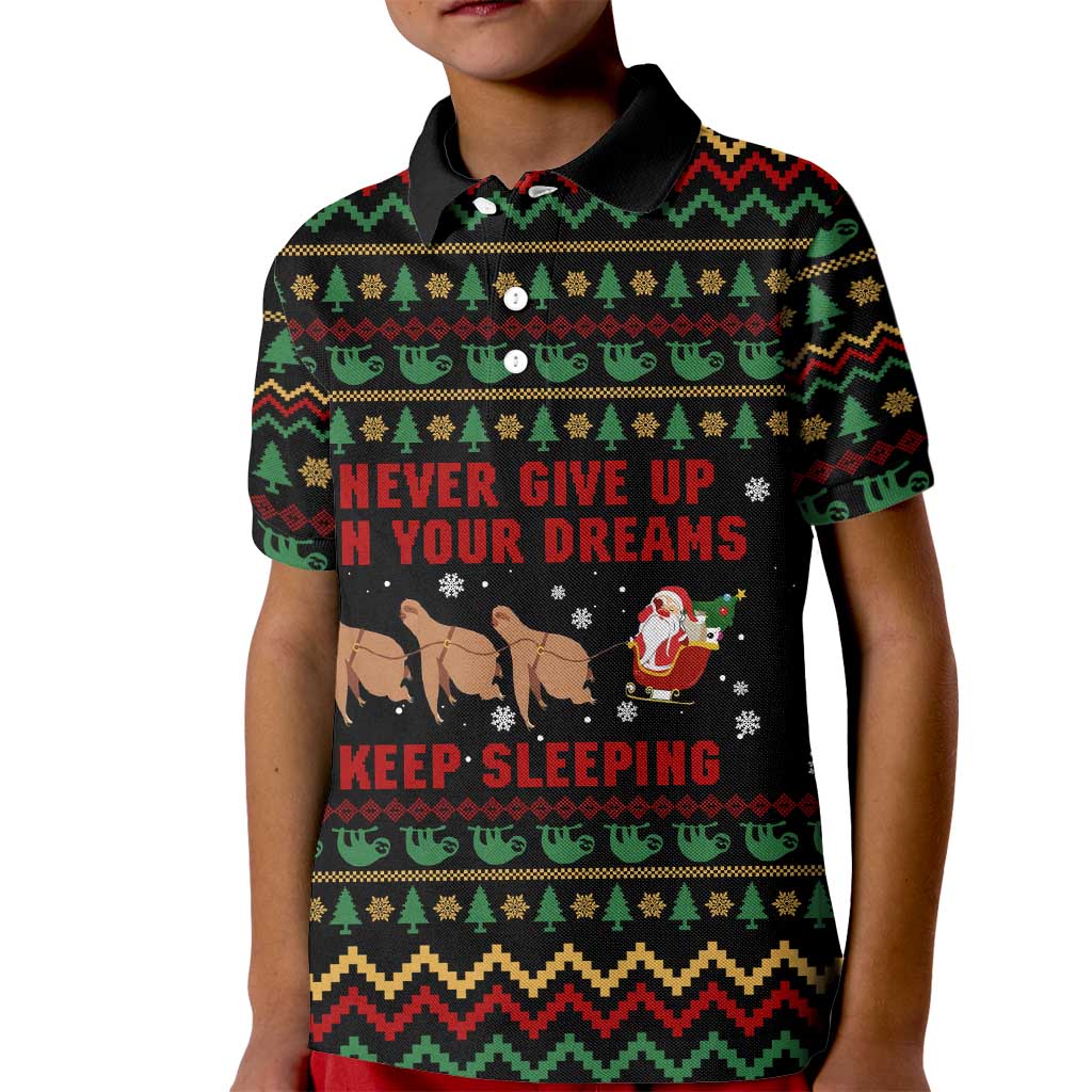 Sloth Keep Sleeping Christmas Kid Polo Shirt Xmas Holiday Patterns - Wonder Print Shop